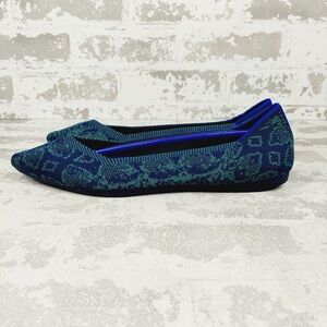 NEW Rothy’s The Point Blue/Green Snake Ballet Flats F88